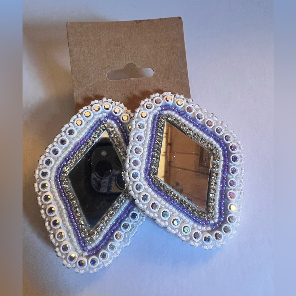 Beaded mirror earrings